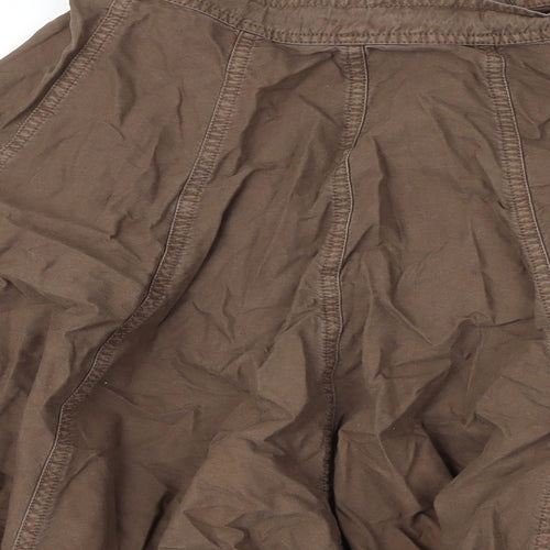 HOOCH Womens Brown Cotton A-Line Skirt Size 10 Zip - Raw Hem Detail