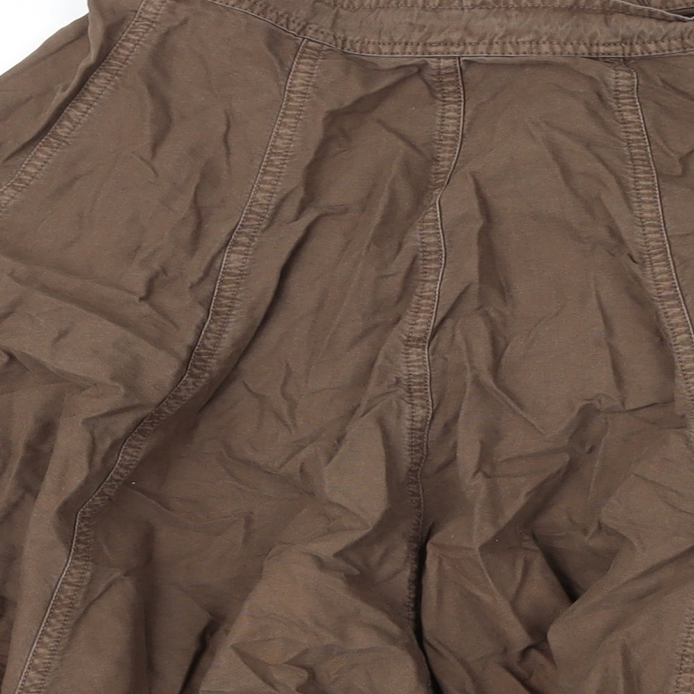 HOOCH Womens Brown Cotton A-Line Skirt Size 10 Zip - Raw Hem Detail