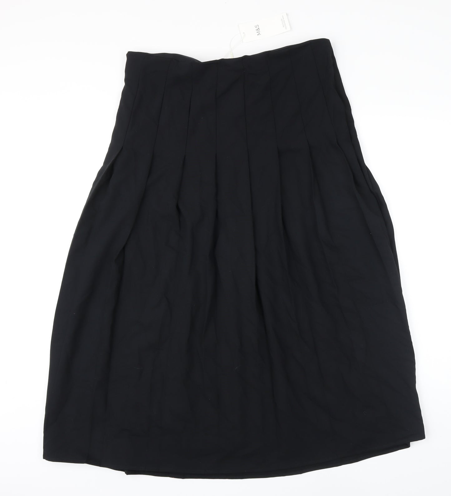 M&S Womens Black Polyester Pettiskirt Skirt Size 14 Zip