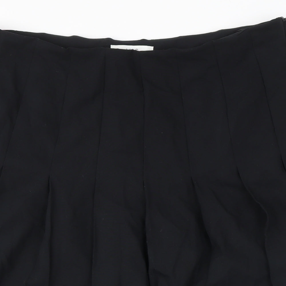 M&S Womens Black Polyester Pettiskirt Skirt Size 14 Zip