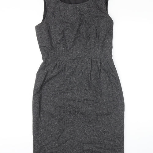 Monsoon Womens Grey Wool Pinafore/Dungaree Dress Size 10 Boat Neck Zip