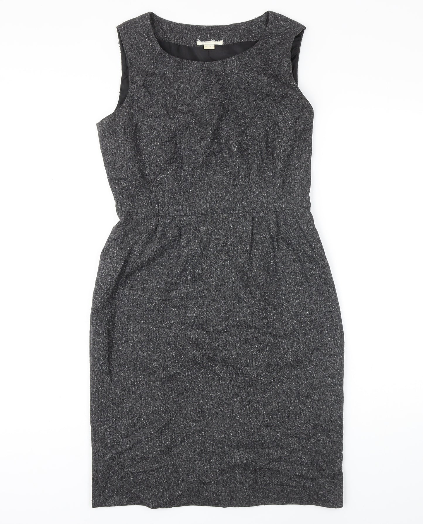 Monsoon Womens Grey Wool Pinafore/Dungaree Dress Size 10 Boat Neck Zip