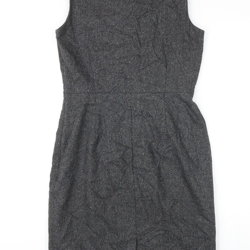 Monsoon Womens Grey Wool Pinafore/Dungaree Dress Size 10 Boat Neck Zip