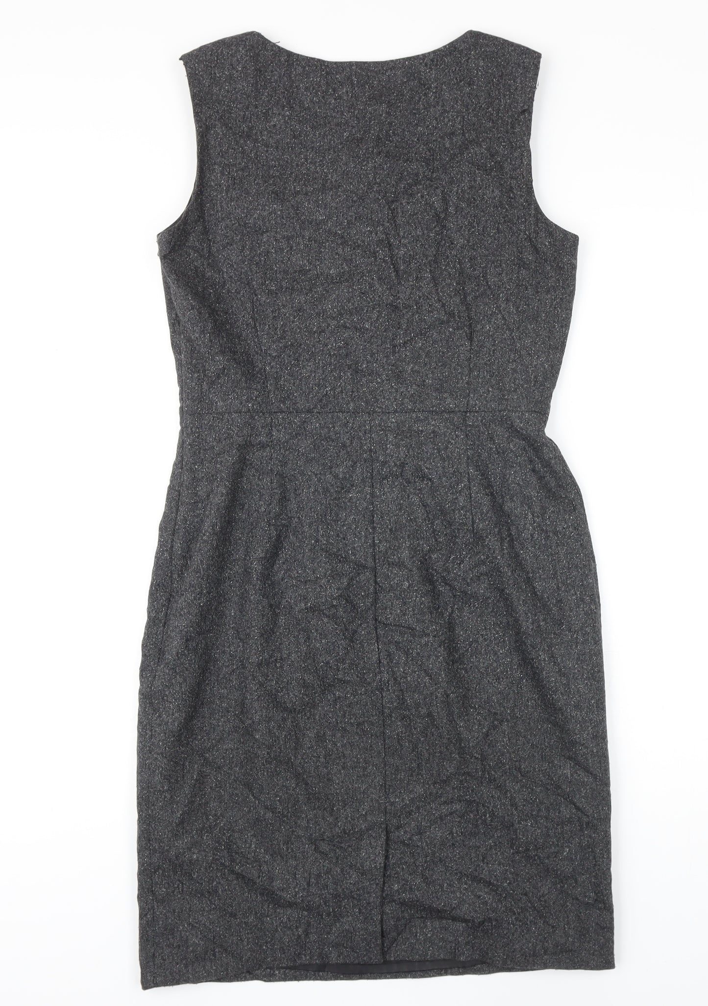 Monsoon Womens Grey Wool Pinafore/Dungaree Dress Size 10 Boat Neck Zip