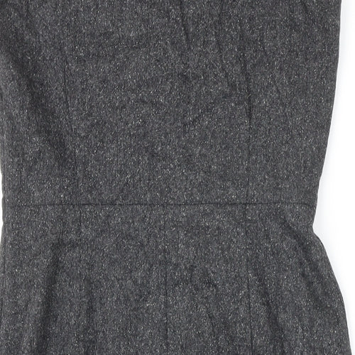 Monsoon Womens Grey Wool Pinafore/Dungaree Dress Size 10 Boat Neck Zip