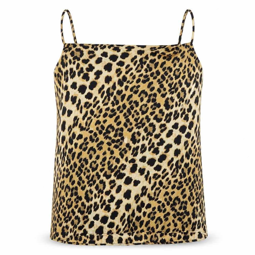 Front view of River Island women’s multicoloured animal print polyester blend camisole blouse, size UK 8, square neck