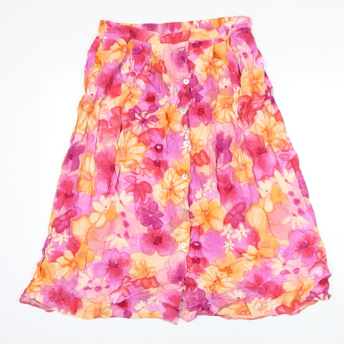 EWM Womens Multicoloured Floral Viscose A-Line Skirt Size 18 - Elasticated waist