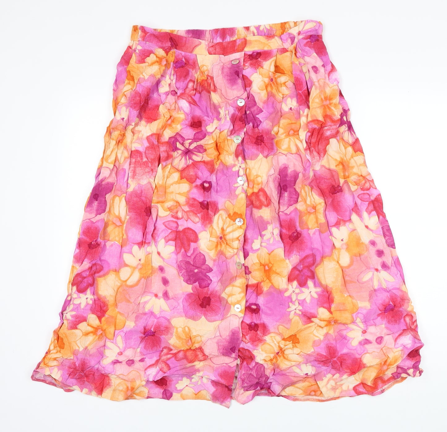 EWM Womens Multicoloured Floral Viscose A-Line Skirt Size 18 - Elasticated waist