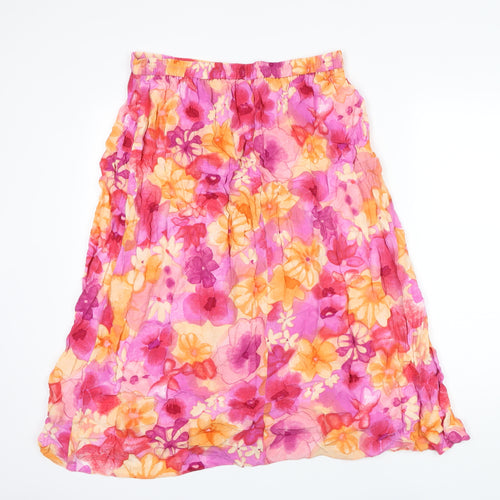 EWM Womens Multicoloured Floral Viscose A-Line Skirt Size 18 - Elasticated waist