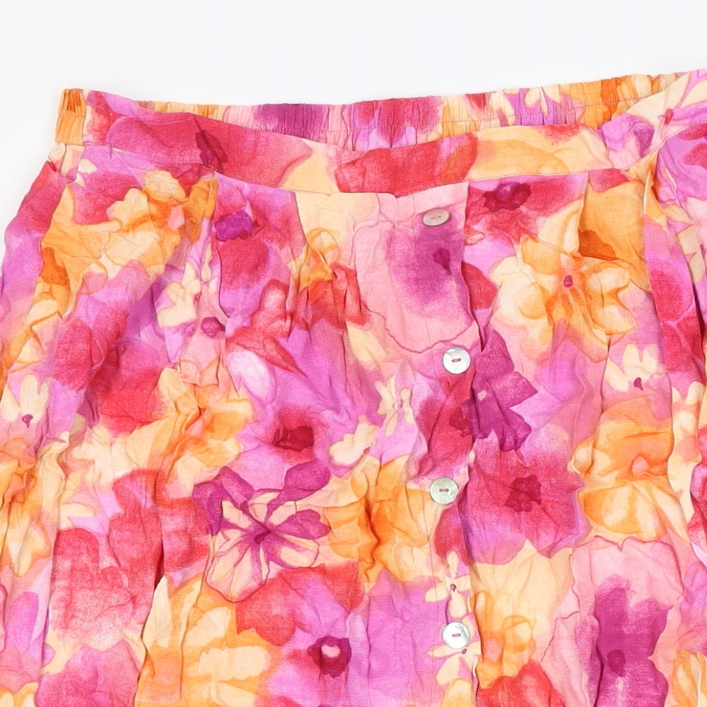 EWM Womens Multicoloured Floral Viscose A-Line Skirt Size 18 - Elasticated waist