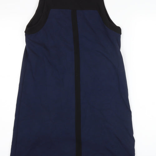 MNG Womens Blue Colourblock Polyester Pinafore/Dungaree Dress Size S Round Neck