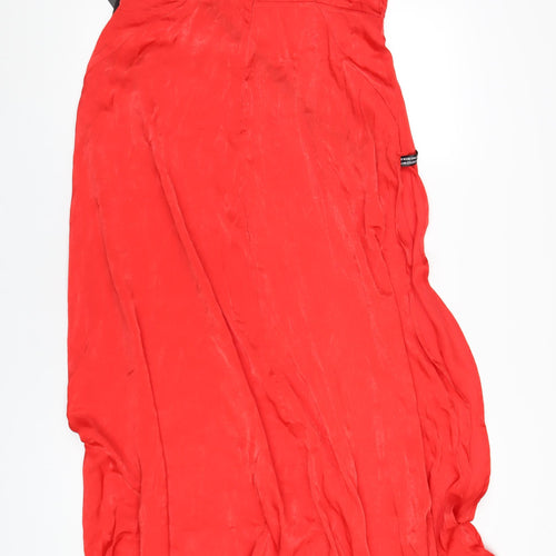 PRETTYLITTLETHING Womens Red Polyester Maxi Size 12 V-Neck Zip