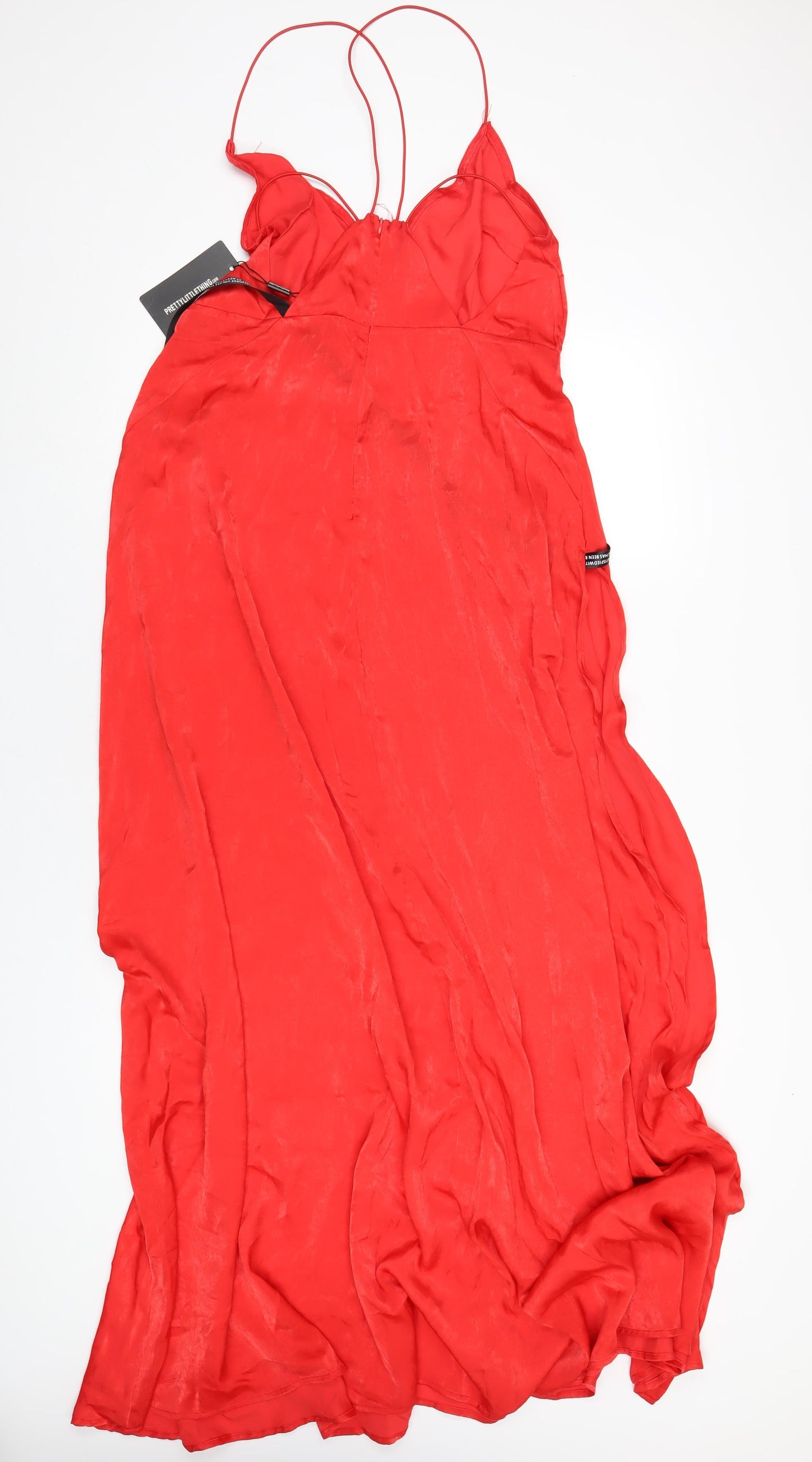 PRETTYLITTLETHING Womens Red Polyester Maxi Size 12 V-Neck Zip