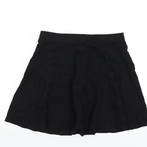 H&M Womens Black Viscose Skater Skirt Size M Zip