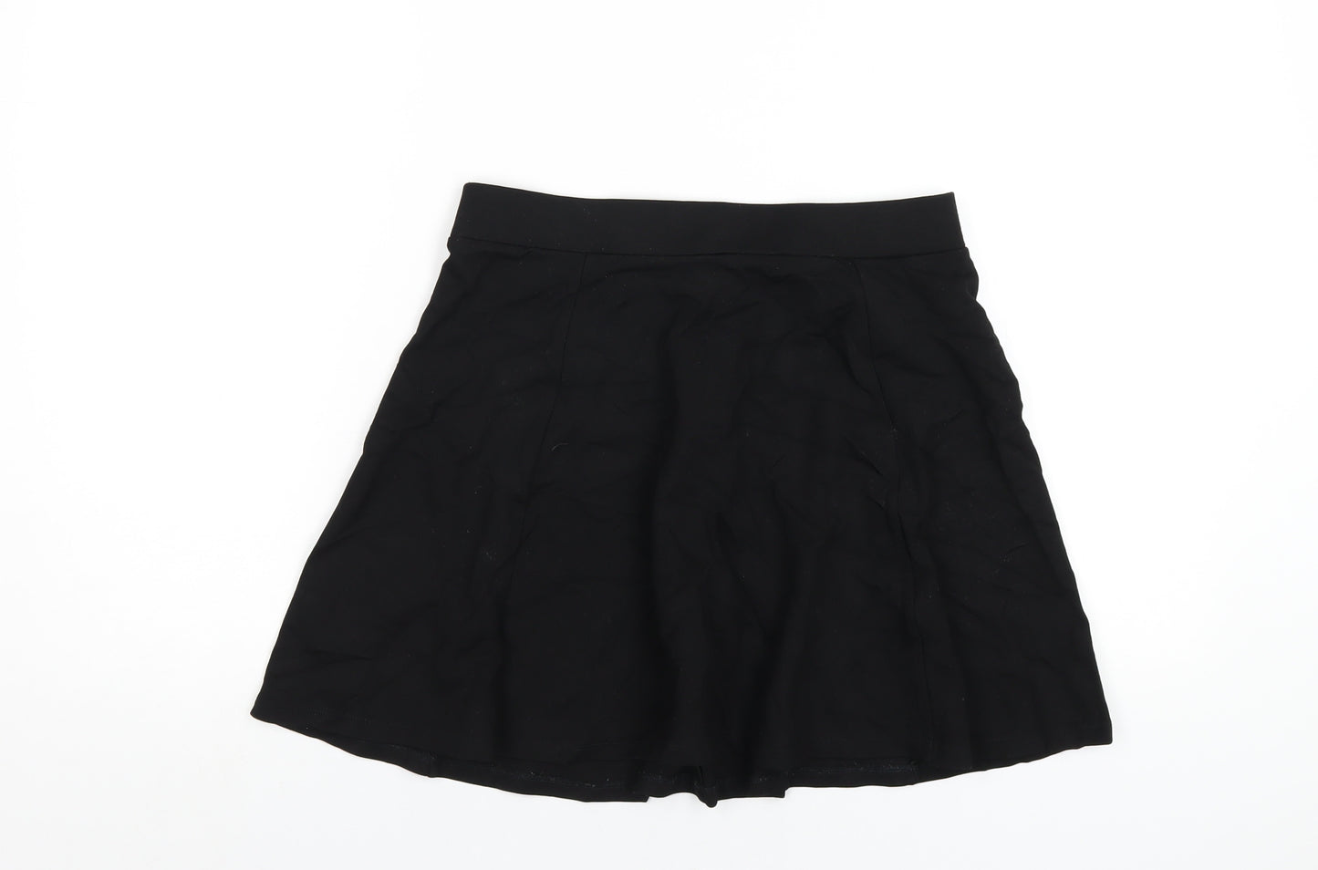 H&M Womens Black Viscose Skater Skirt Size M Zip