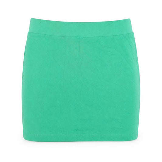 Front view of H&M women’s green cotton mini skirt, size S