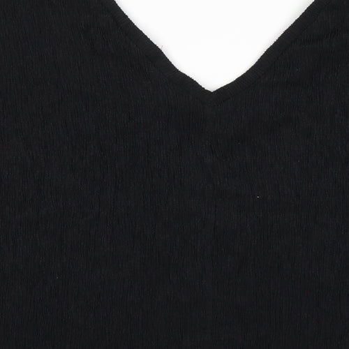 Marks and Spencer Womens Black Polyester Basic T-Shirt Size 14 V-Neck