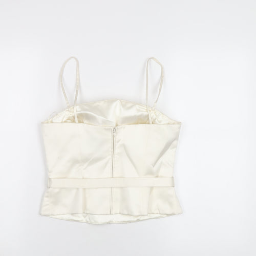 Ronald Joyce Womens White Polyester Camisole T-Shirt Size 12 Square Neck