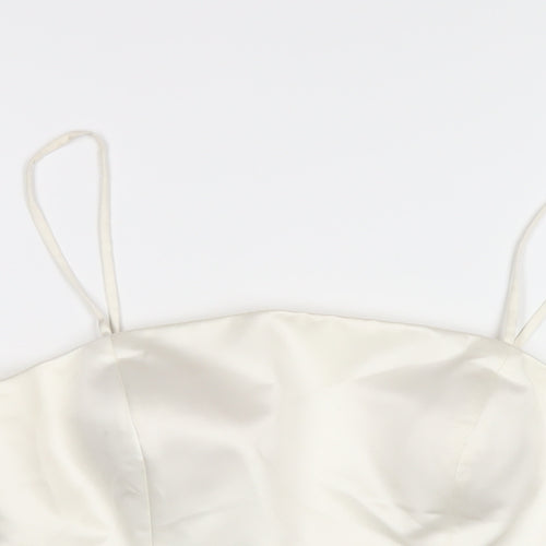 Ronald Joyce Womens White Polyester Camisole T-Shirt Size 12 Square Neck