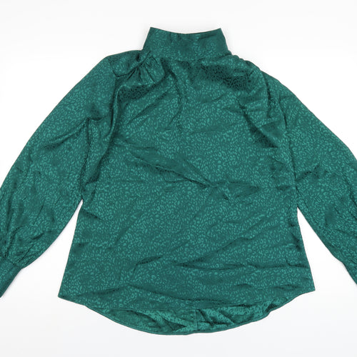 Closet Womens Green Polyester Basic T-Shirt Size 12 Mock Neck