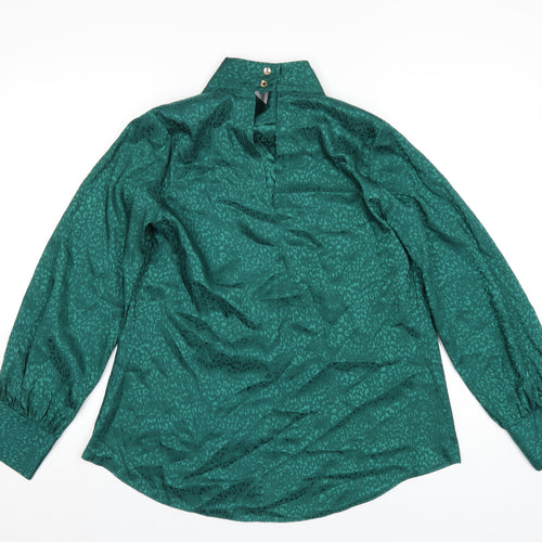 Closet Womens Green Polyester Basic T-Shirt Size 12 Mock Neck