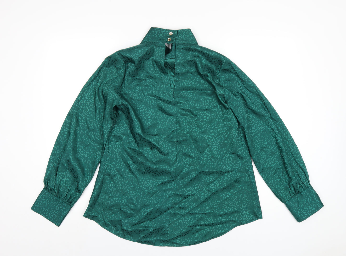 Closet Womens Green Polyester Basic T-Shirt Size 12 Mock Neck