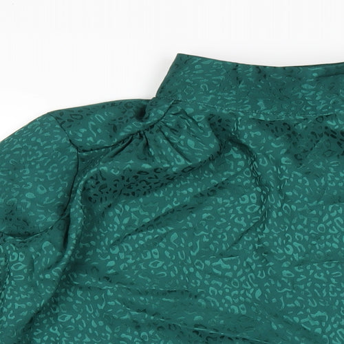 Closet Womens Green Polyester Basic T-Shirt Size 12 Mock Neck