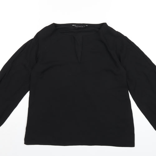Dorothy Perkins Womens Black Polyester Basic Blouse Size 8 V-Neck