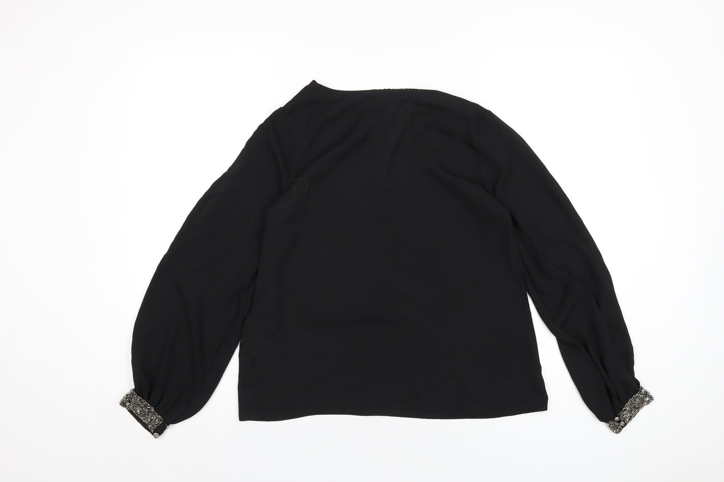 Dorothy Perkins Womens Black Polyester Basic Blouse Size 8 V-Neck