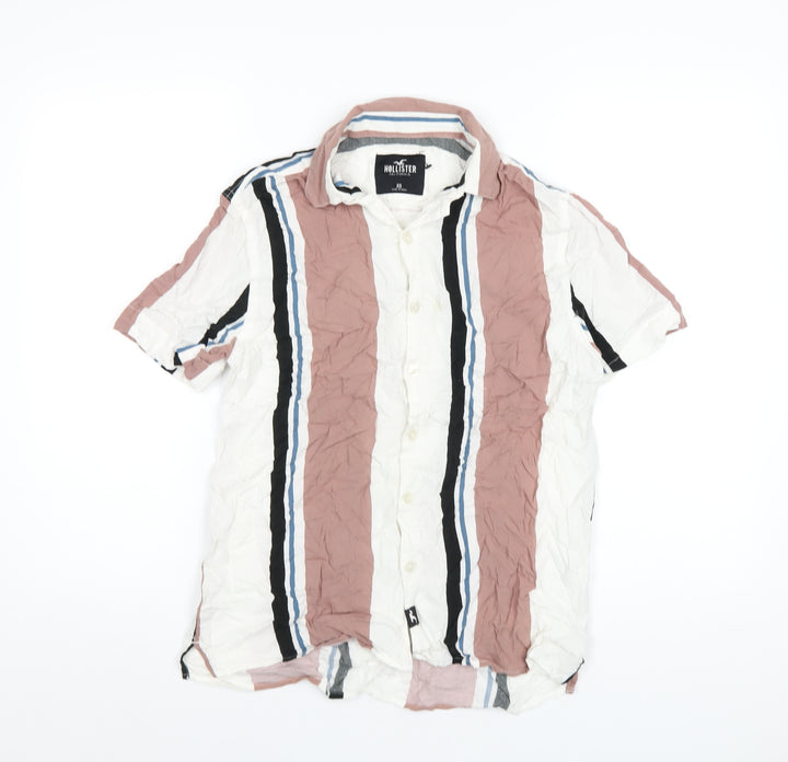 Hollister Mens Multicoloured Striped Viscose Button-Up Size XS Collared Button