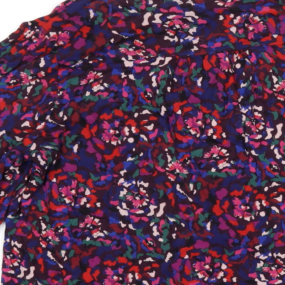 Fat Face Womens Multicoloured Geometric Viscose Basic T-Shirt Size 12 V-Neck