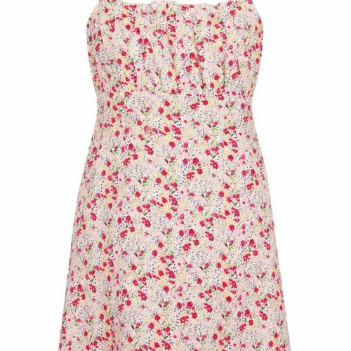 Wednesday's Girl Womens Multicoloured Floral Polyester A-Line Size S Square Neck Zip