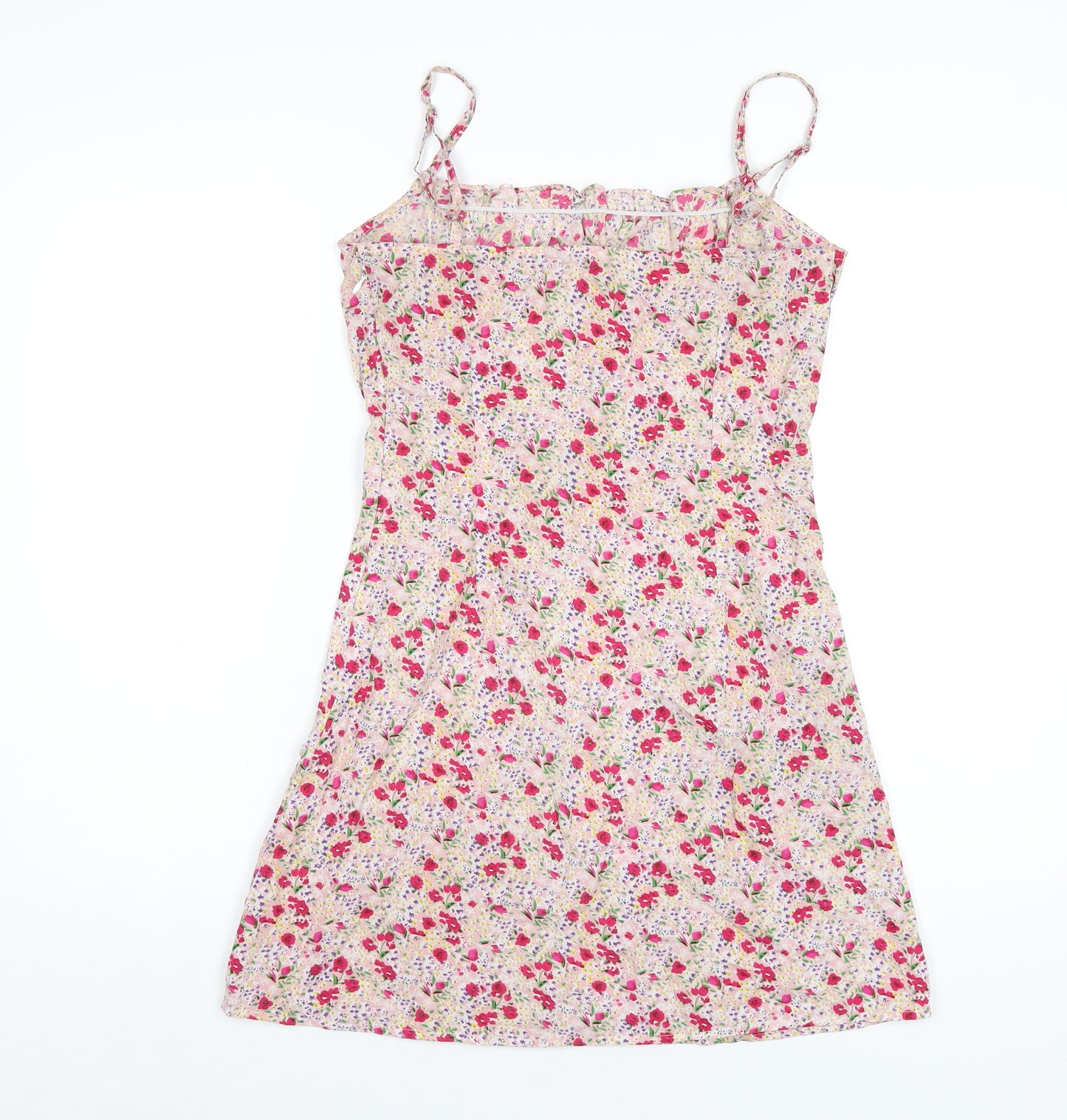 Wednesday's Girl Womens Multicoloured Floral Polyester A-Line Size S Square Neck Zip