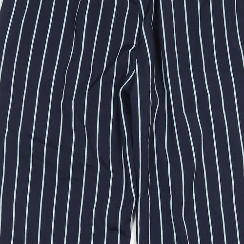 H&M Womens Blue Striped Polyester Trousers Size 8 L26 in Regular