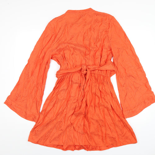 River Island Womens Orange Viscose A-Line Size 12 V-Neck Pullover