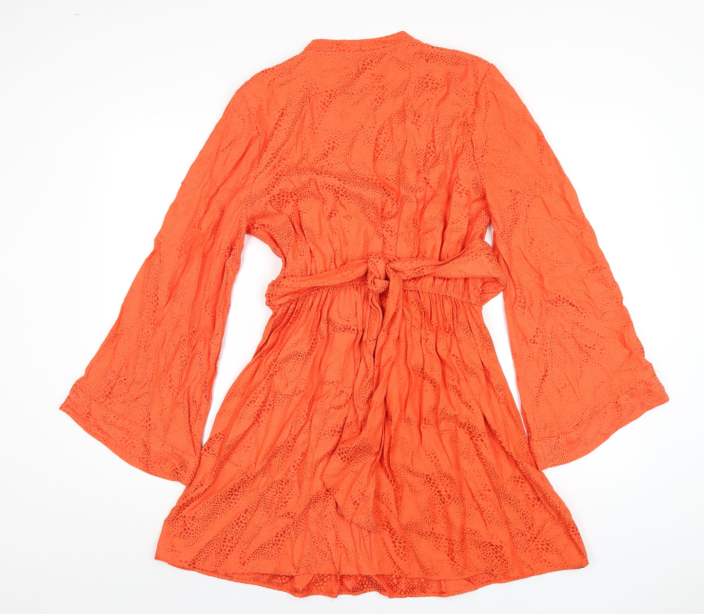 River Island Womens Orange Viscose A-Line Size 12 V-Neck Pullover