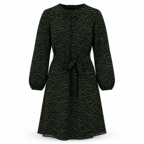 Dorothy Perkins Womens Green Geometric Polyester A-Line Size 12 Round Neck Zip