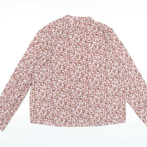 VILA Womens Pink Floral Polyester Basic Blouse Size 12 Round Neck