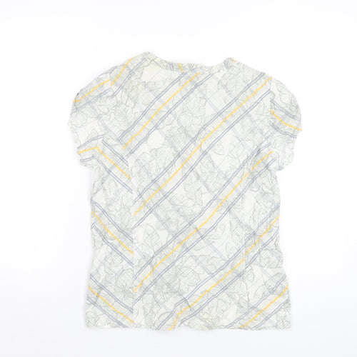 Fat Face Womens Multicoloured Geometric Cotton Basic Button-Up Size 14 V-Neck