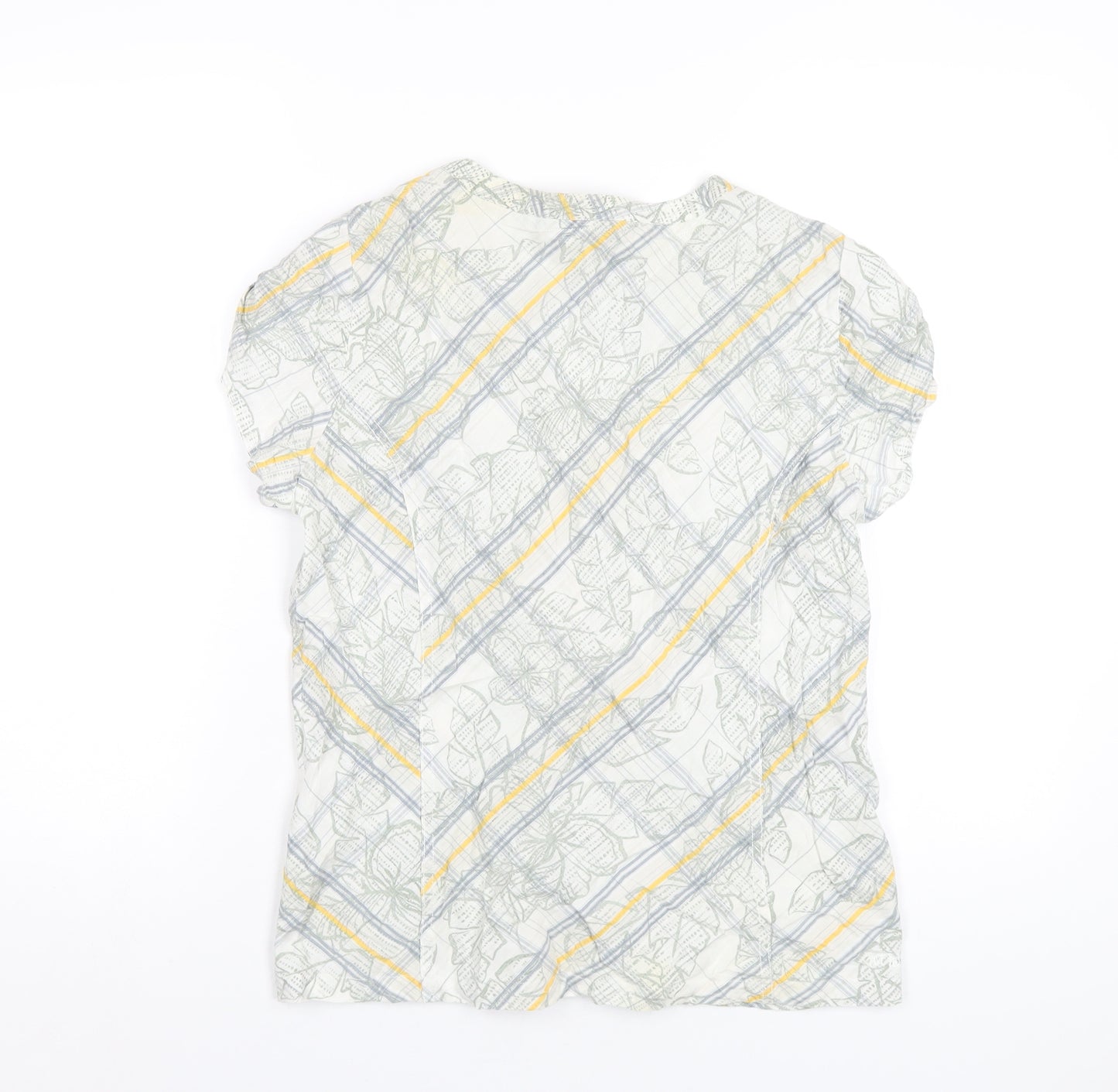 Fat Face Womens Multicoloured Geometric Cotton Basic Button-Up Size 14 V-Neck