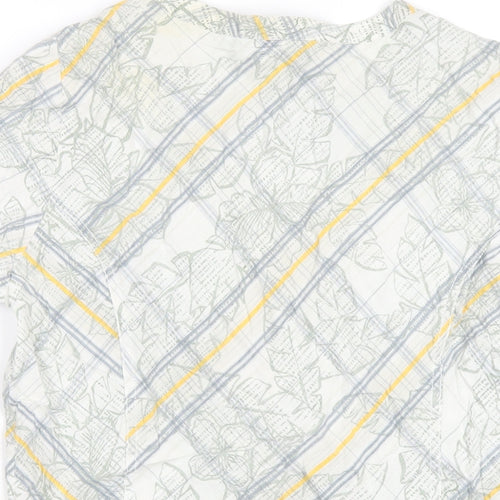 Fat Face Womens Multicoloured Geometric Cotton Basic Button-Up Size 14 V-Neck
