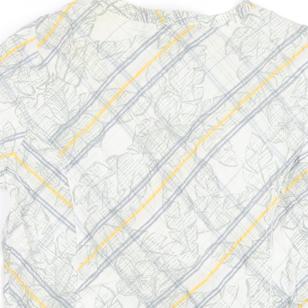 Fat Face Womens Multicoloured Geometric Cotton Basic Button-Up Size 14 V-Neck