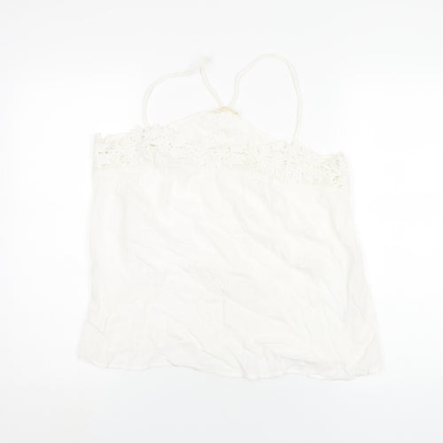 Indigo Womens White Cotton Camisole T-Shirt Size 16 V-Neck