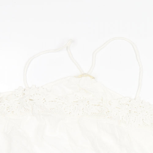 Indigo Womens White Cotton Camisole T-Shirt Size 16 V-Neck