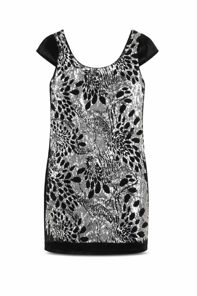 Front view of New Look women’s silver polyester bodycon, size UK 12, scoop neck pullover