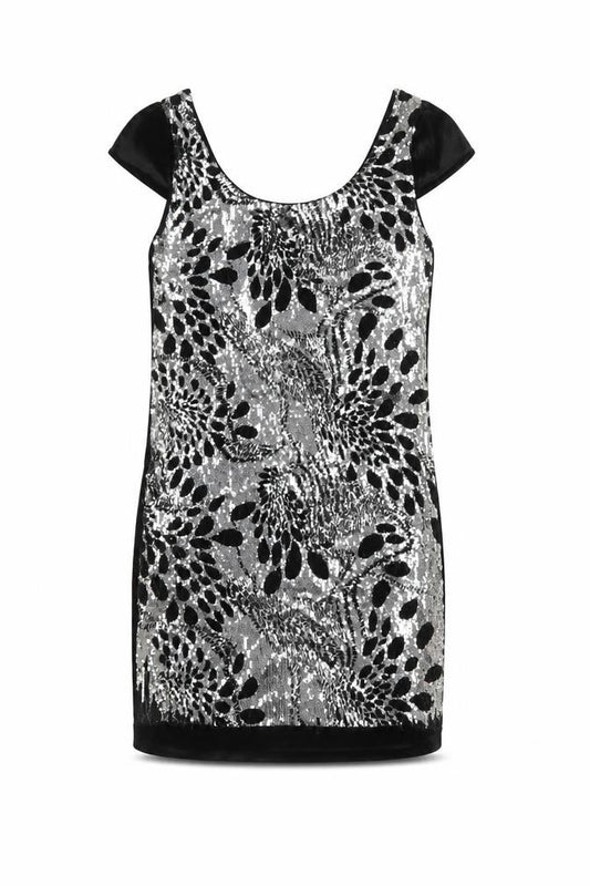 Front view of New Look women’s silver polyester bodycon, size UK 12, scoop neck pullover