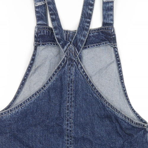 Papaya Womens Blue Cotton A-Line Size 10 Square Neck Button