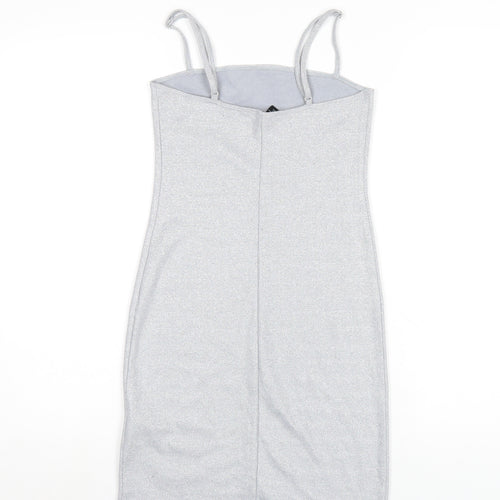 FOREVER 21 Womens Silver Polyester Bodycon Size S Square Neck Pullover