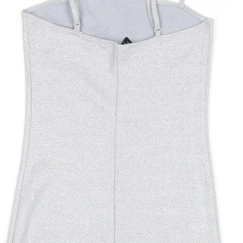 FOREVER 21 Womens Silver Polyester Bodycon Size S Square Neck Pullover