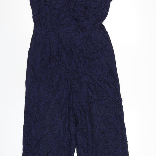 NEXT Womens Blue Nylon Jumpsuit One-Piece Size 10 L23 in Button